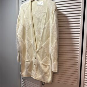 Stone Goya Cotton Angora Cream Trapeze Cardigan